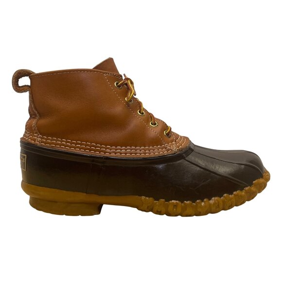 L.L. Bean Mens Brown Rubber Lace-Up Water Resistant Leather Duck Boots Size 8 - Picture 1 of 11